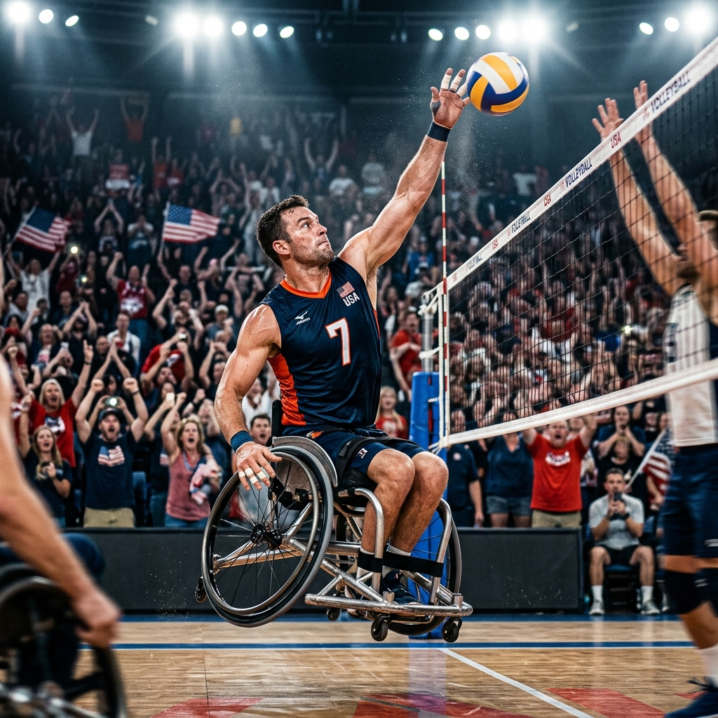 Pau Delos rematando durante el Mundial